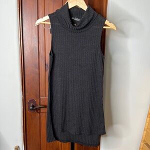 NORMA ALLEN Pullover Ribbed Knit Top Gray Sleeveless Cowl Neck Size Small